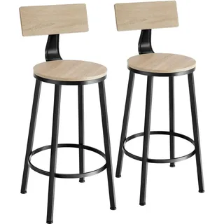 tectake Barhocker 2er Set Poole,Sitzhöhe 74 cm,Industrial Holz hell , Textil , 46.5x104x46.5 cm , Esszimmer, Barmöbel, Barhocker