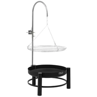 BBQ-Toro Schwenkgrill mit Feuerschale und Grillrost, Ø 61 cm, Schwarz, Holzkohlegrill, Feuerstelle - Schwarz