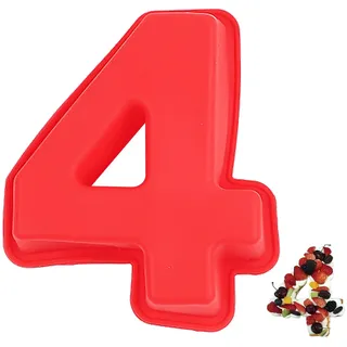 YXHZVON Kuchenform Zahlen Silikon Backform Zahl 4, Groß 3D Number Cake Zahlenbackform, Antihaftige DIY Motivbackformen für Kindergeburtstag, Hochzeit Jubiläum, Geburtstagstorte