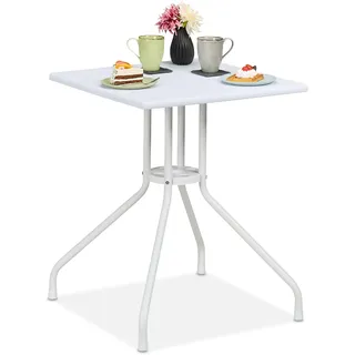 Relaxdays Gartentisch 62 x 62 x 73 cm Weiß