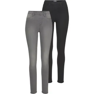 FLASHLIGHTS Jeansjeggings Packung, 2er-Pack, enge Passform, Röhrenjeans, Used-Look-Waschung, hohe Leibhöhe, schwarz