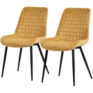 Ml-Design Esszimmerstuhl Senf 2er Set , Dunkelgelb , Textil , 52x89x60 cm , Esszimmer, Stühle