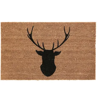 Premier Housewares Fußmatte, Motiv Hirsch, Kokosfvaser, 60 x 40 cm, PVC, braun, 40x60x2