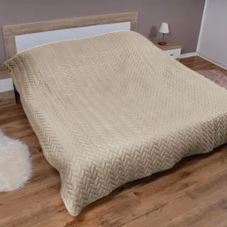 Bestlivings Tagesdecke XXL (220x240 cm) mit wattierter Zwischenlage (Beige) Bettüberwurf - ÖKO-Tex 100, Sommerdecke gesteppt - Steppdecke, Wendedecke
