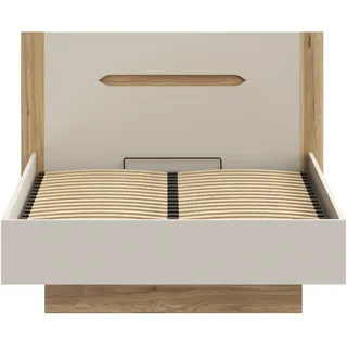 Forte Stauraumbett aufklappbarer Lattenrost, Stauraum beige