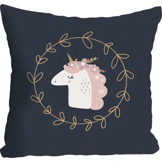 Dekokissen QUEENCE "»Einhorn«", bunt (bunt, bedruckt), B:40cm L:40cm, Polyester, Dekokissen_Sitzkissen_Kissenhüllen, Dekokissen, Kissenhülle ohne Füllung, 1 Stück