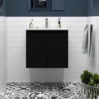 Noja Unterschrank 700 2 Türen + Waschbecken Black Satin