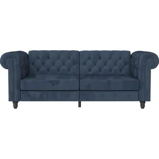 Dorel Home 3-Sitzer »Felix, Schlafsofa 236 cm, (Liegefläche 108x190cm), Rückenlehne«, 3-fach verstellbar, Velours, Kunstleder, Luxus-Microfaser Vintage, blau