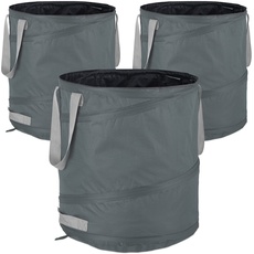 Bild Laubsack, selbstaufstellend, 3er Set, 85 L, Pop Up Gartensack, mit 3 Griffen, UV-beständig, wasserdicht, grau, 47 x 46 cm