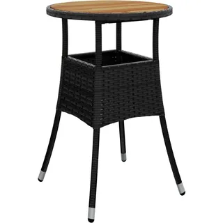 vidaXL Gartentisch Ø60x75 cm Akazienholz und Poly Rattan Schwarz - Schwarz
