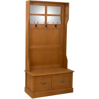 Wanderlust Garderobenbank aus Holz, 92x39,5x184 cm, braun , Braun , 92x184x39.5 cm , Garderobe, Garderoben-Sets & Garderoben-Serien, Garderoben-Sets
