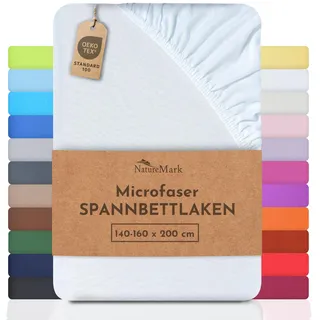 NatureMark Spannbettlaken Mikrofaser 140 x 200 - 160 x 200 cm weiß