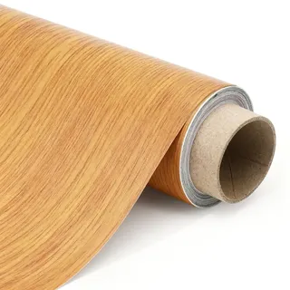 Yuragim Möbelfolie Selbstklebend Holzoptik, 40X300cm Selbstklebende Folie für Möbel Holzoptik Hell, PVC Holzfolie Dekorfolie Holz Folie für Möbel Wand Küche Arbeitsplatte Fensterbank Schränke Tapete