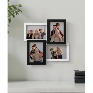 SUMGAR Bilderrahmen Collage 10x15 Schwarz Weiß 4er Set, 10 x 15 Fotorahmen Desktop oder Wand Geschenk Family Hochzeit Muttertagsgeschenk Geschenk für Mama Geschenk zum Muttertag