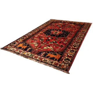 morgenland Wollteppich »Shiraz Medaillon 250 x 160 cm«, rechteckig, 1 mm Höhe, Unikat mit Zertifikat, rot