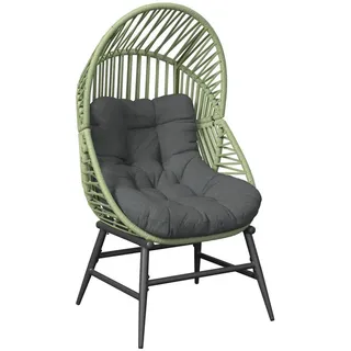 Ambia Garden Loungesessel , Anthrazit, Grau, Hellgrün , Metall, Kunststoff, Textil , Füllung: Polyester , rund , 89x148.5x90 cm , Gartenmöbel, Loungemöbel, Lounge-Serien
