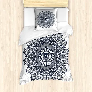 ABAKUHAUS Okkulte Mantele, Weinlese-Stammes- Mandala, Milbensicher Allergiker geeignet mit Kissenbezügen, 135 cm x 200 cm - 80 x 80 cm, Grau - Grau