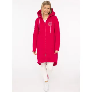 Jerseymantel ZWILLINGSHERZ "Küste Meer Moin", Damen, Gr. L/XL, pink (fuchsia), angeraute Sweatware, Obermaterial: 50% Baumwolle, 50% Polyester, Mäntel Jerseymantel, mit großem Motiv am Rücken