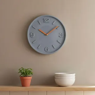Hochwertige Wanduhr Beton-Uhr 30cm Grau Kupfer Uhrzeit Wanddeko Modern - Grau