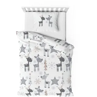 Träumschön Biber Bettwäsche Set 2tlg 135x200 cm + 80x80 cm – Flauschige Bettwäsche Weihnachten – Weiche Winterbettwäsche für Kinder - Atmungsaktiv, Warm & Hautfreundlich - 100% Baumwolle