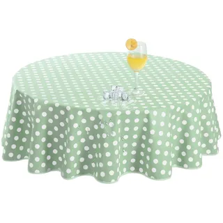 Romanstile Wachstuchtischdecke Tischdecke Outdoor rund 140 cm Wetterfest Draußen Grün,PVC Tischdecke abwischbar,wasserdicht für Garten,Terrasse,Esstisch,Balkon,Kinder,Frühling,Sommer,Gartentisch