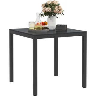 Outsunny Gartentisch Aluminium 73x73 cm Wetterfest Buffettisch mit Holzoptik, Campingtisch für 4 Personen rutschfest Outdoor Esstisch Schwarz - Schwarz