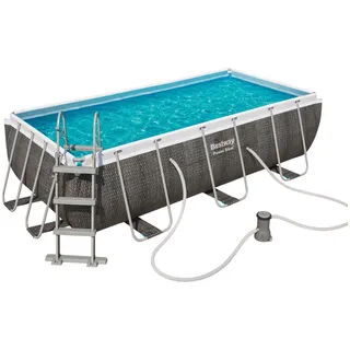 Bestway Pool SET 56721 Power Steel , Blau, Weiß, Dunkelgrau , Metall, Kunststoff , Uni , 201x100x404 cm , Freizeit & Co, Pools & Wasserspaß, Pools, Aufstellpools
