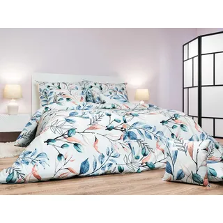 Leinen Baumwolle Milaya Menthol 140x200, 70x90 cm - Hellblau, Beige