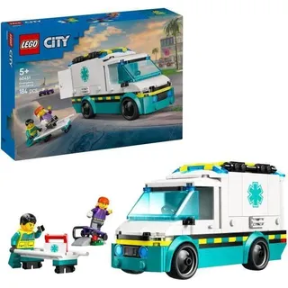 LEGO City 60451 Krankenwagen, Rettungswagen Bauset für Jungen ab 5 Jahren, mit Trage und medizinischer Ausrüstung