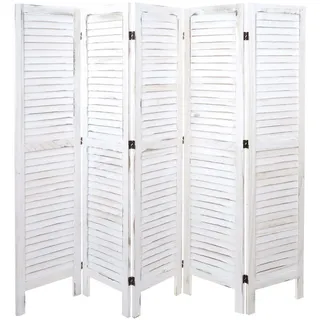 MCW Paravent Weiß , Holz , Paulownia , 200x170x2 cm , Wohnzimmer, Raumteiler, Paravents