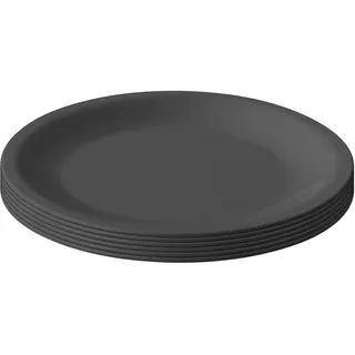 Engelland - 6er Set Kunststoff-Teller, Anthrazit, Ø 23,5 cm, flach, bruchfest, wiederverwendbar, Mehrweg, Plastikteller, mikrowellen- & spülmaschinenfest, BPA-frei, Camping, Picknick, Party