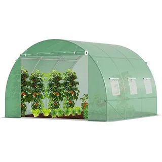 VOUNOT Gewächshaus Foliengewächshaus Winterfest Tomatenhaus Folientunnel, 3x3x2m 9m2