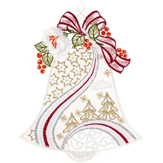 W. Reuter & Sohn - Plauener Spitze® Fensterbild »Weihnachtsglocke« Made in Germany, rot