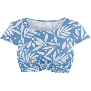 LASCANA ACTIVE Crop-Bikini-Top Damen blau weiß bedruckt Gr.36 Cup A/B