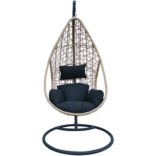 Ambia Garden Hängesessel , Anthrazit, Naturfarben, Schwarz , Metall, Kunststoff, Textil , Füllung: Baumwollfüllung,Baumwollfüllung , 122x200x104 cm , Gartenmöbel, Gartenschaukeln, Hängesessel