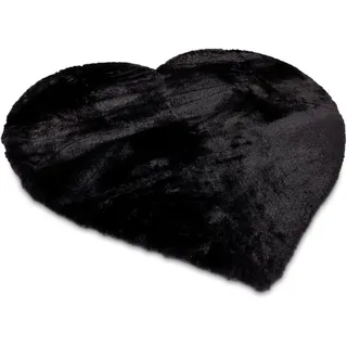 my home Fellteppich »Guidel« herzförmig 30 mm Höhe Kunstfell, Kuschelteppich, Uni Farben, super weich, Wohnzimmer, schwarz