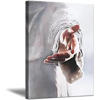 ZHONGYUTONG Jesus Leinwand Kunstdruck Gib mir deine Hand Christliche Poster Religiöse Bilder Gemälde für Schlafzimmer Wohnzimmer Büro Küche Dekoration (30x45cm, Gerahmt)