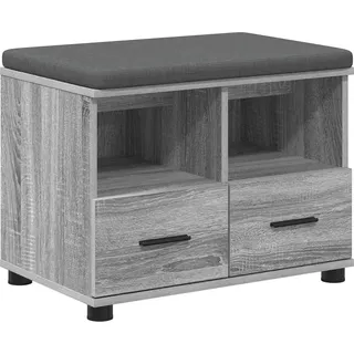 Flurbank mit Kissen mit Regal Graues Sonoma 60 x 38 x 46 cm - Grau