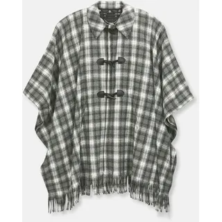 Cape MADELEINE "Cape Karo-Cape mit Innenweste, Hemdkragen", Damen, Gr. 34, weiß (wollweiß, steingrau), Obermaterial: 50% Polyester PES. 50% Wolle WO., Modern, Jacken Cape