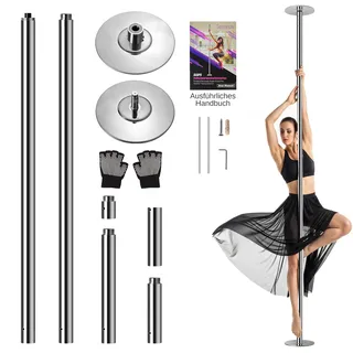 SereneLife Pole Dance Stange Indoor – Höhenverstellbar, Statisch & Rotierend, 204–274cm Turnstange Indoor für Zuhause – Robuster Stahl, Kein Bohren – Fitness Poledance Tanztraining – 280kg Traglast