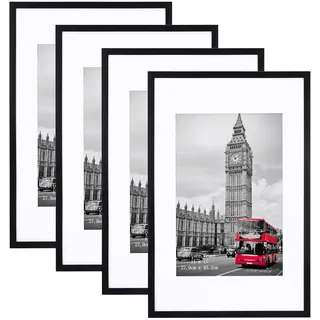 Giftgarden Bilderrahmen, 28 x 43 cm, matt, 28 x 43 cm, Rahmen für 20 x 30 cm Bilder mit Matten, 11 x 17 Poster ohne Matte für Wandbehang, Schwarz