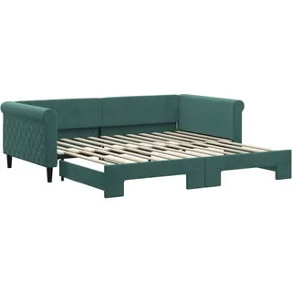 vidaXL Tagesbett Ausziehbar Dunkelgrün 100x200 cm Samt - Grün