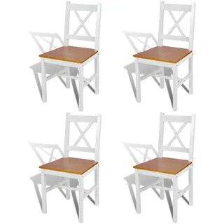 vidaXL Esszimmerstühle 4 Stk. Weiß Kiefernholz