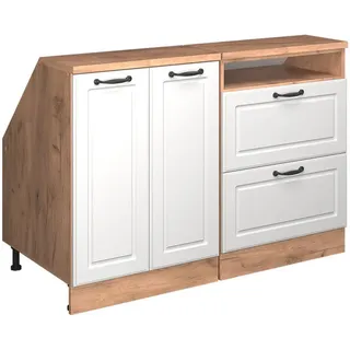 Vicco Unterschrank Küchenschrank für Dachschrägen 120 x 83,8 x 60 cm Weiß/Braun