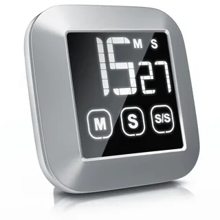 Bearware Küchentimer digital - Küchenwecker Eieruhr – digital mit 3 x Touchbutton – LCD Display – Countdown und Countup bis 99 Minuten – Uhrzeit