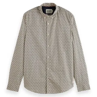 Scotch & Soda Slim Fit Ditsy Aop Langarmhemd - Parchment Geo Flower - M