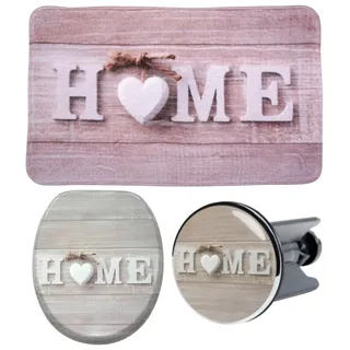 Sanilo Badaccessoire-Set »Home« bestehend aus WC-Sitz, Badteppich und Waschbeckenstöpsel, beige