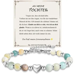 JEWTOP Geschenke für Tochter, Mutter Tochter Geschenk Armband An Meine Tochter Geschenke zum Geburtstag Weihnachten Abschluss Einschulung (Amazonite)