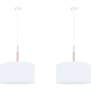 KONSIMO 2er Set Hängelampen im skandinavischen Stil "PLISO", Weiß, Stoff - Weiß