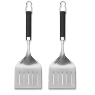 Weber Premium Wender - Breit, (45cm), aus Edelstahl, 3-seitig abgeschrägte Kante für einfaches und präzises Wenden, Komfortgriff, spülmaschinenfest - Schwarz/Silber (6762) (Packung mit 2)